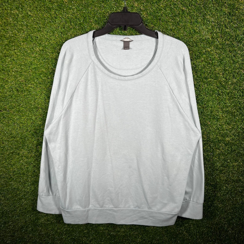 Eddie Bauer Womens‎ XL Light Blue Raglan Sleeve Crewneck Sweatshirt Pullover